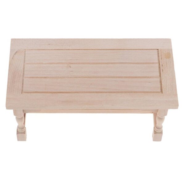 Mini tavolino in legno naturale per casa delle bambole 1:12, accessorio da colorare