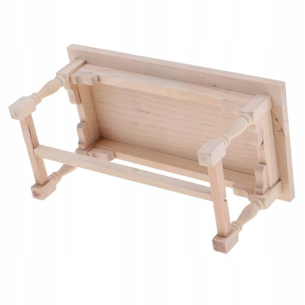 Mini tavolino in legno naturale per casa delle bambole 1:12, accessorio da colorare
