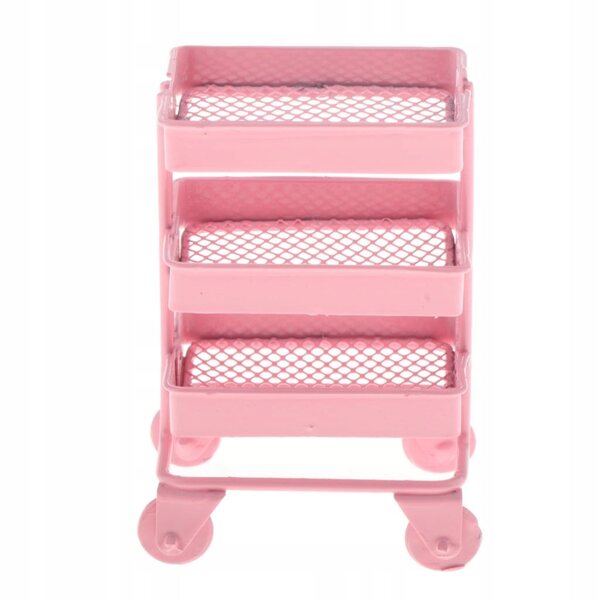 Miniatur-Metallregal 3 Regale rosa 1:12 für modernes Puppenhaus