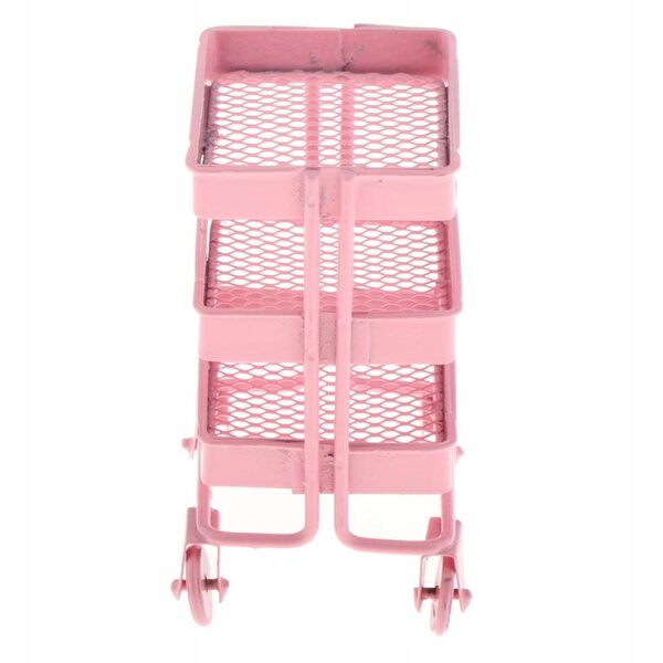 Miniature metalhylde 3 hylder pink 1:12 til moderne dukkehus