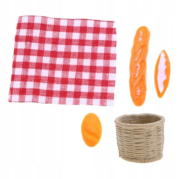 Miniatur-Set 1/12 Picknickkorb und Brot für hölzernes Puppenhaus