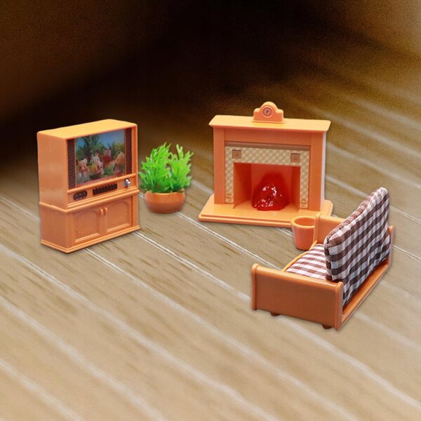Set Arredamento Salotto per Casetta delle Bambole in Legno, Miniatura Realistica