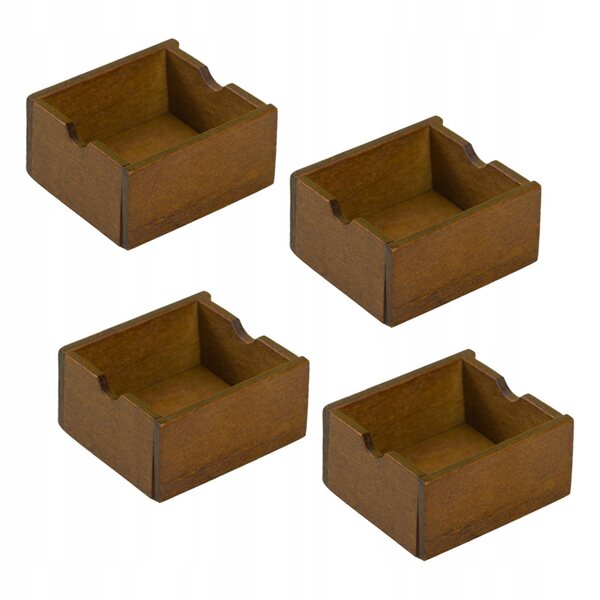 Set 4 Mini Cesti in Legno per Casa delle Bambole Scala 1:12 - Accessori Decorativi