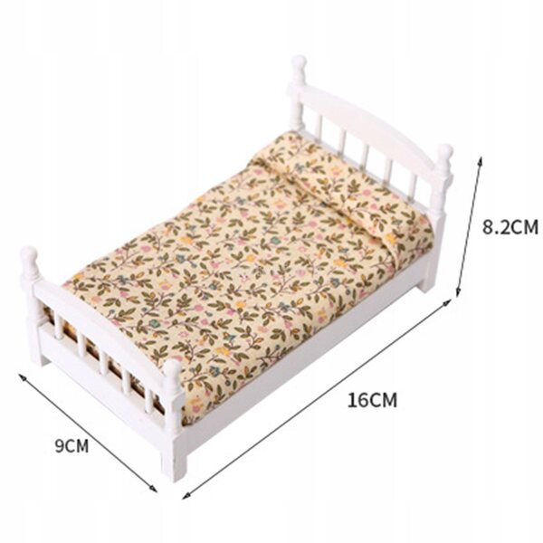 Lit simple miniature en bois beige échelle 1:12 pour maison de poupées