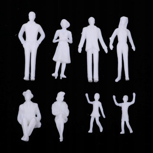 100 menschliche Miniaturfiguren im Maßstab 1:30, unbemalt für Dioramen und Modelle