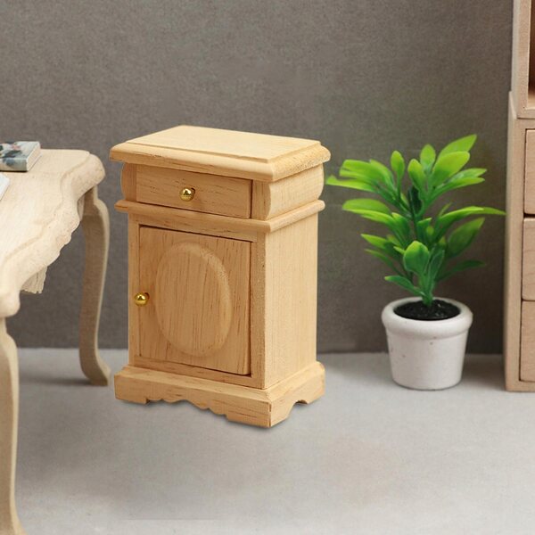 Mini tavolino in legno con cassetto 1:12 per casa delle bambole, modello realistico