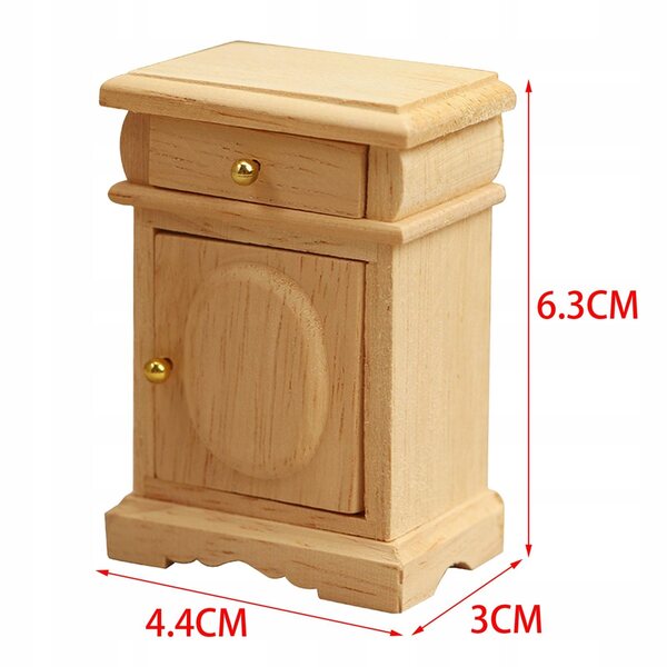 Mini tavolino in legno con cassetto 1:12 per casa delle bambole, modello realistico