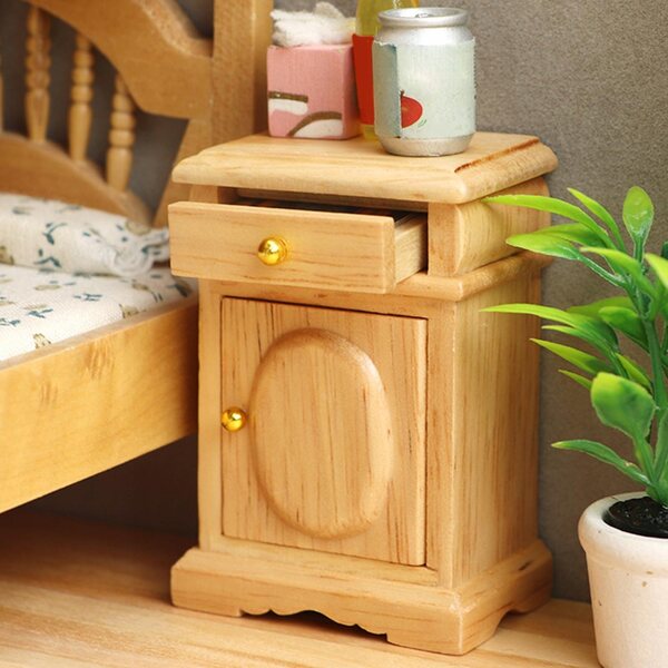 Mini tavolino in legno con cassetto 1:12 per casa delle bambole, modello realistico