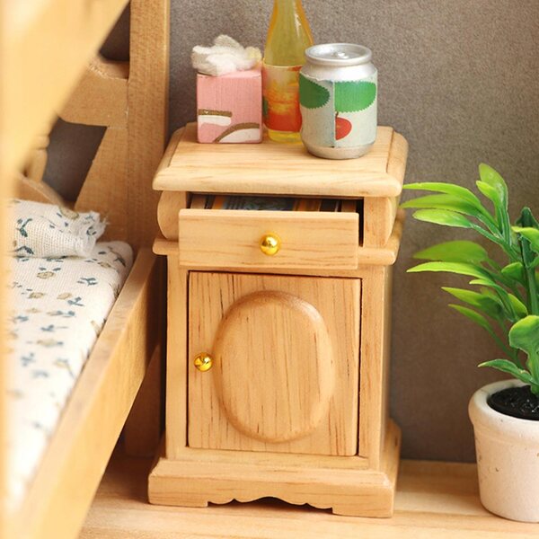 Mini tavolino in legno con cassetto 1:12 per casa delle bambole, modello realistico