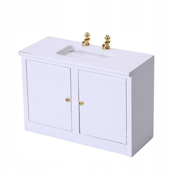 Lavabo miniature pour maison de poupée 1:12 en bois de bouleau, meuble de salle de bain