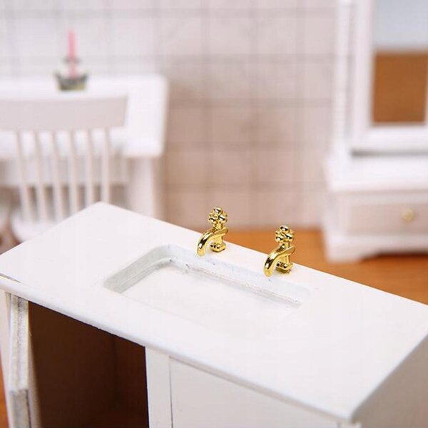 Lavabo miniature pour maison de poupée 1:12 en bois de bouleau, meuble de salle de bain