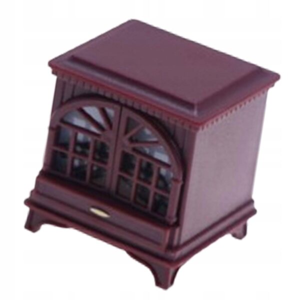 1:12 Puppenhaus-Miniaturkamin mit rotem und braunem LED-Licht