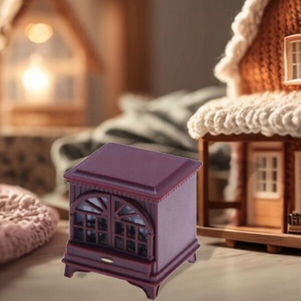 1:12 Puppenhaus-Miniaturkamin mit rotem und braunem LED-Licht