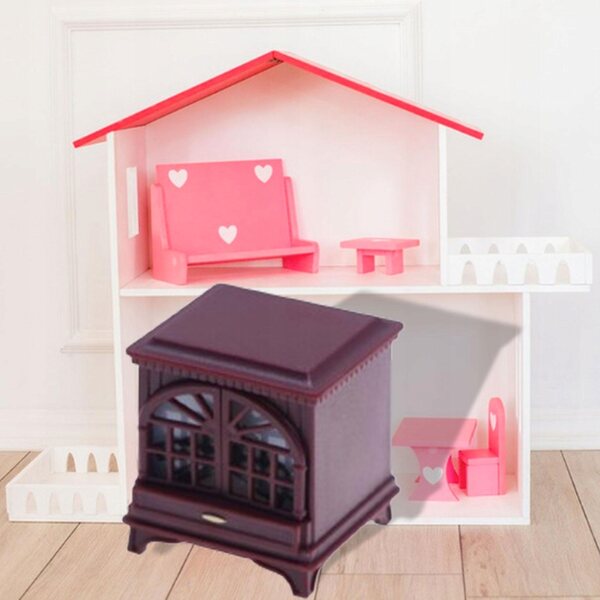 1:12 Puppenhaus-Miniaturkamin mit rotem und braunem LED-Licht