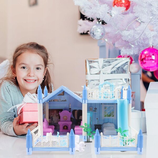 Casetta educativa rosa con puzzle, modello in plastica da montare per bambini