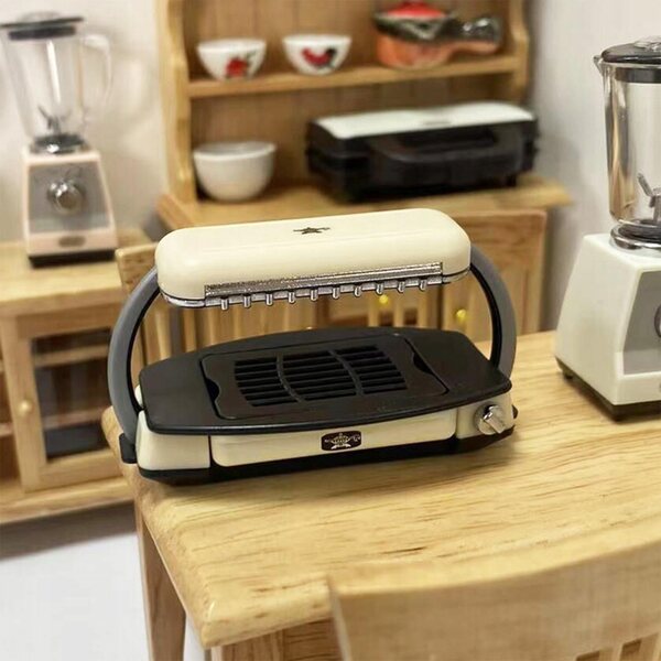 Mini grill in legno per casa delle bambole 1:12 decorazione cucina e festa