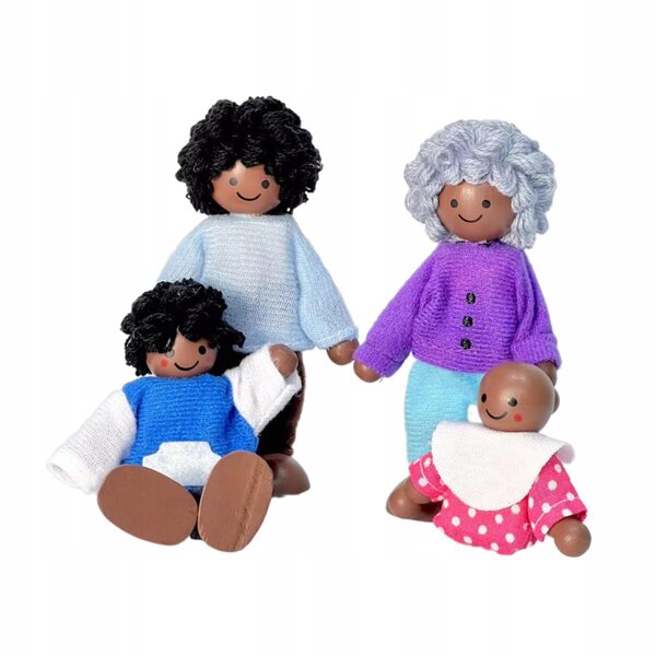 Комплект от 4 дървени фигурки за къщи за кукли Family Mini People 10 см