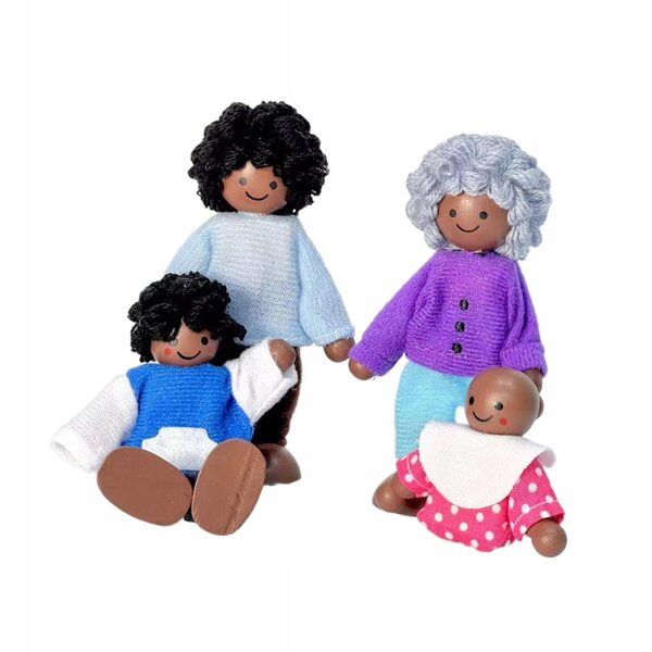Комплект от 4 дървени фигурки за къщи за кукли Family Mini People 10 см