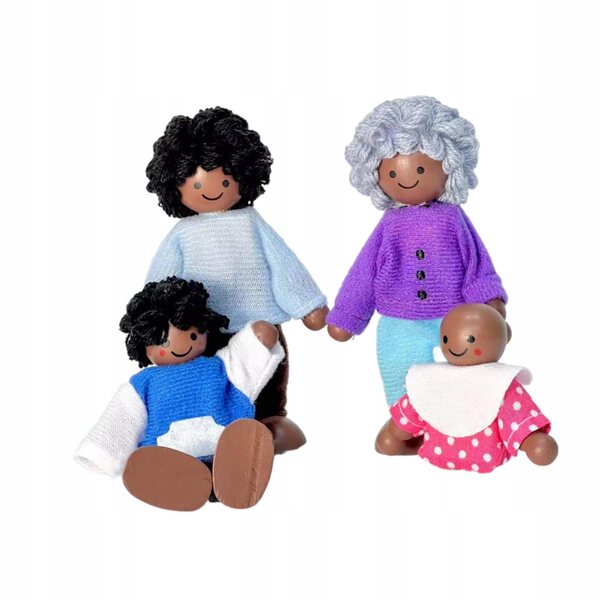 Комплект от 4 дървени фигурки за къщи за кукли Family Mini People 10 см
