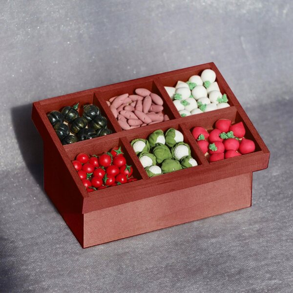 Alzatina di Frutta e Verdura in Miniatura 1:12 in Legno per Domki per bambole
