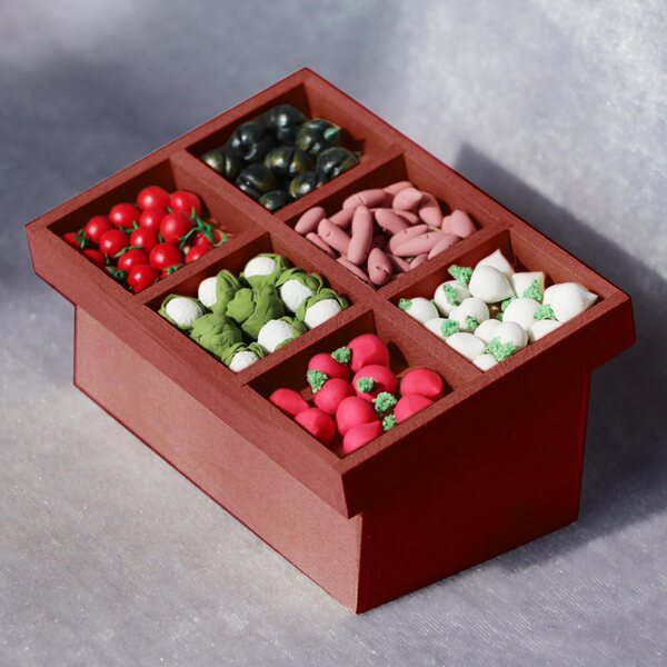 Alzatina di Frutta e Verdura in Miniatura 1:12 in Legno per Domki per bambole