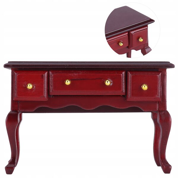 Mini Tavolo in Legno per Casa delle Bambole con 3 Cassetti e Design Vintage