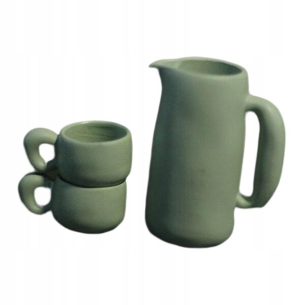 Mini set da tè in metallo per casa delle bambole 1:12 colore verde