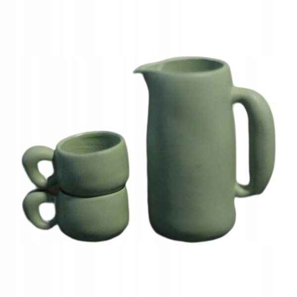 Mini set da tè in metallo per casa delle bambole 1:12 colore verde