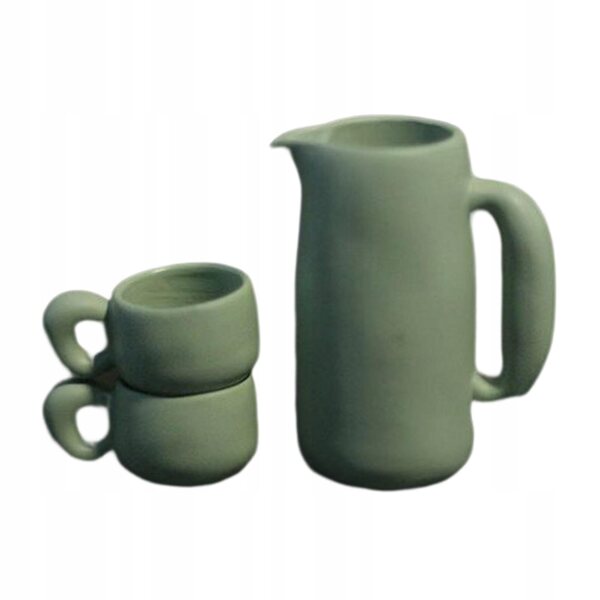 Mini set da tè in metallo per casa delle bambole 1:12 colore verde