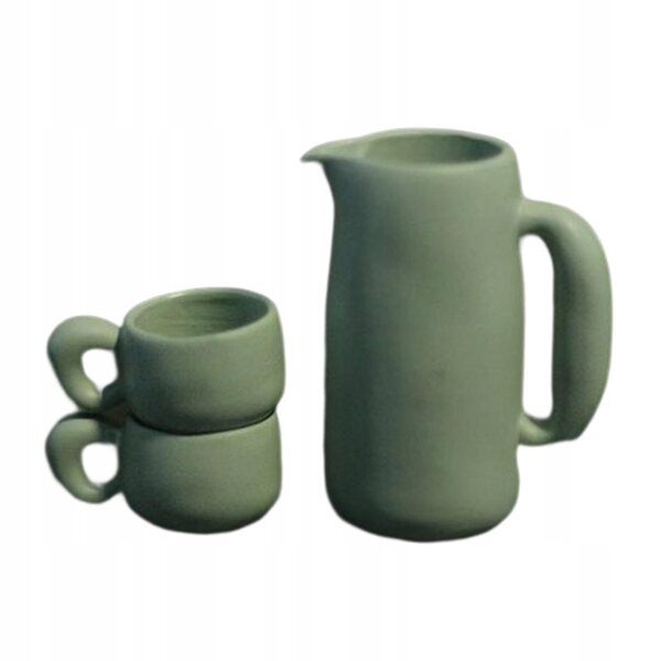 Mini set da tè in metallo per casa delle bambole 1:12 colore verde