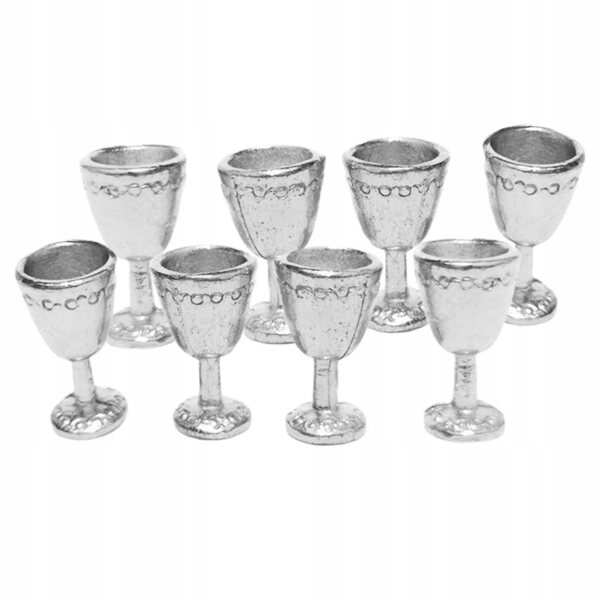 Set 8 Miniature Calici Champagne 1:12 per Casa delle Bambole in Metallo