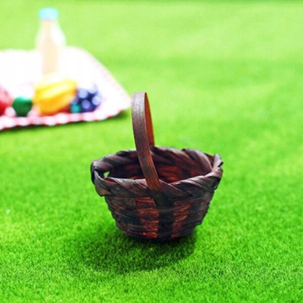 Mini Cesto in Bambù Rosso per Casa delle Bambole 1:6 1:12 - Decorazione Miniatura