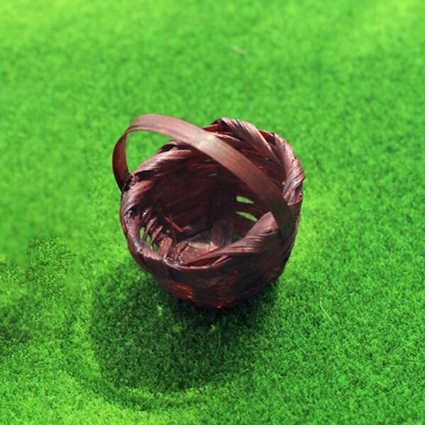 Mini Cesto in Bambù Rosso per Casa delle Bambole 1:6 1:12 - Decorazione Miniatura