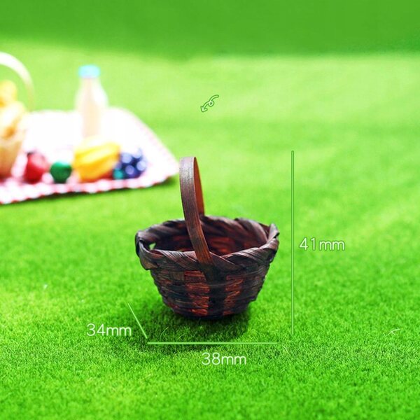 Mini Cesto in Bambù Rosso per Casa delle Bambole 1:6 1:12 - Decorazione Miniatura