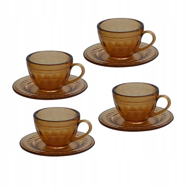 Set di 4 tazze da tè in miniatura per casa delle bambole 1:6, colore Marrone