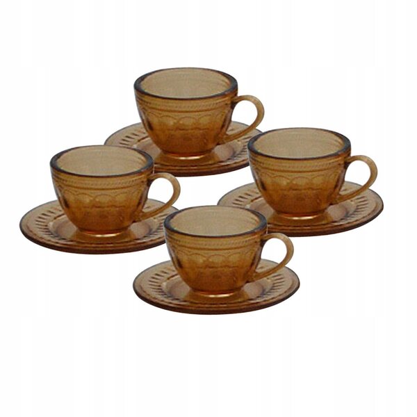 Set di 4 tazze da tè in miniatura per casa delle bambole 1:6, colore Marrone