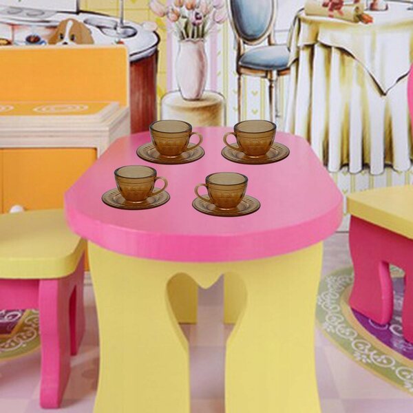 Set di 4 tazze da tè in miniatura per casa delle bambole 1:6, colore Marrone