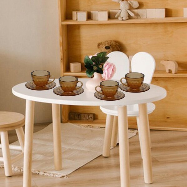 Set di 4 tazze da tè in miniatura per casa delle bambole 1:6, colore Marrone