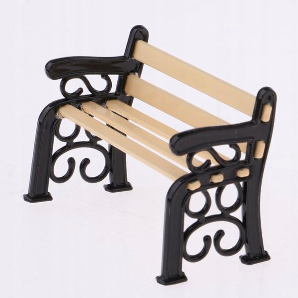 Lampadaires miniatures et banc en métal pour maison de poupées 1:12