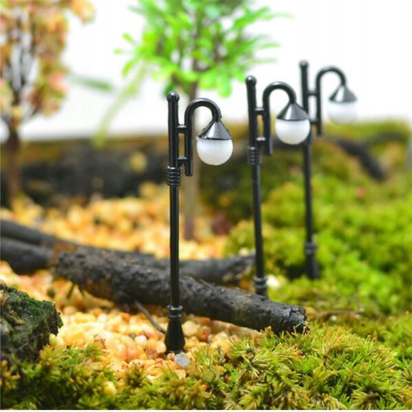Lampadaires miniatures et banc en métal pour maison de poupées 1:12