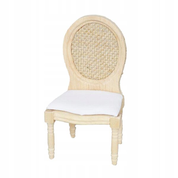 Miniatura Fotel in Legno con Materassino in Lino per Casa delle Bambole 1:12
