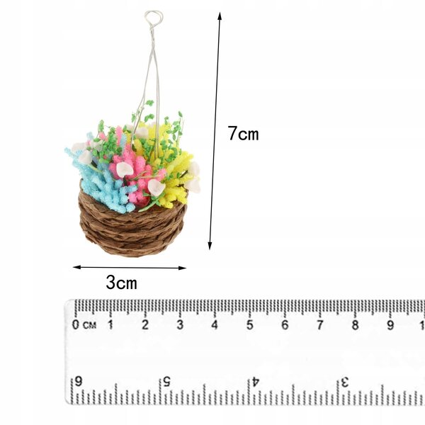 Miniatura 1:12 Pianta Verde in Vaso per Casa delle Bambole in Legno Beige 3x7cm