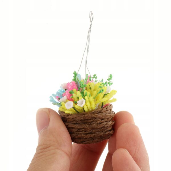 Miniatura 1:12 Pianta Verde in Vaso per Casa delle Bambole in Legno Beige 3x7cm
