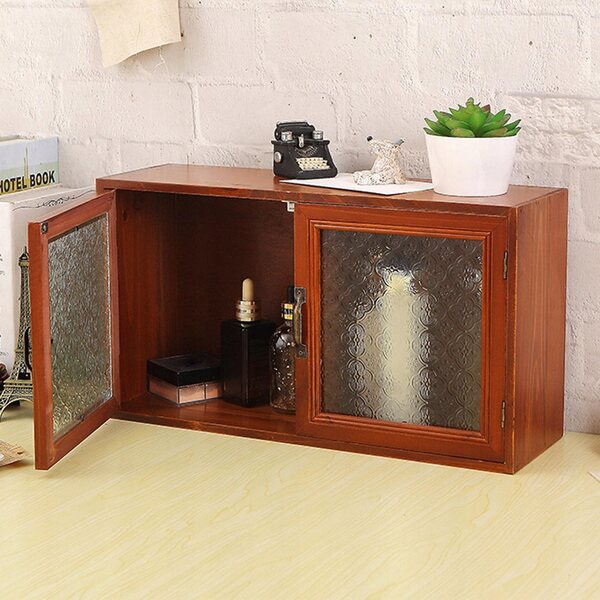 Holzschrank mit Türen und Vitrine zur Organisation von Büro und Küche