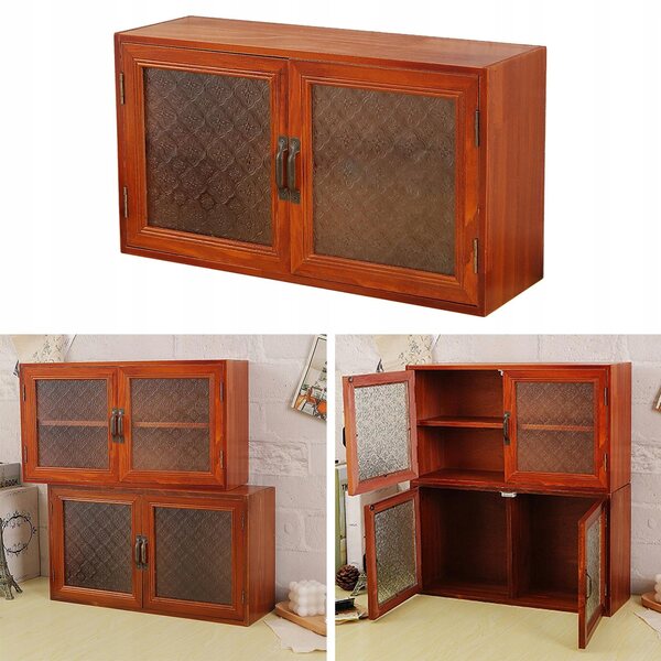 Holzschrank mit Türen und Vitrine zur Organisation von Büro und Küche