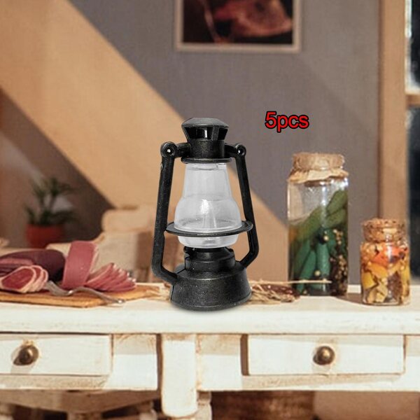 5x Miniaturowy 1:12 Dollhouse Oil Light Udawaj Zagraj w rustykalną latarnię dla czerni