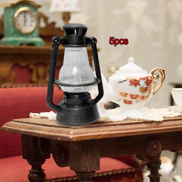 5x Miniaturowy 1:12 Dollhouse Oil Light Udawaj Zagraj w rustykalną latarnię dla czerni