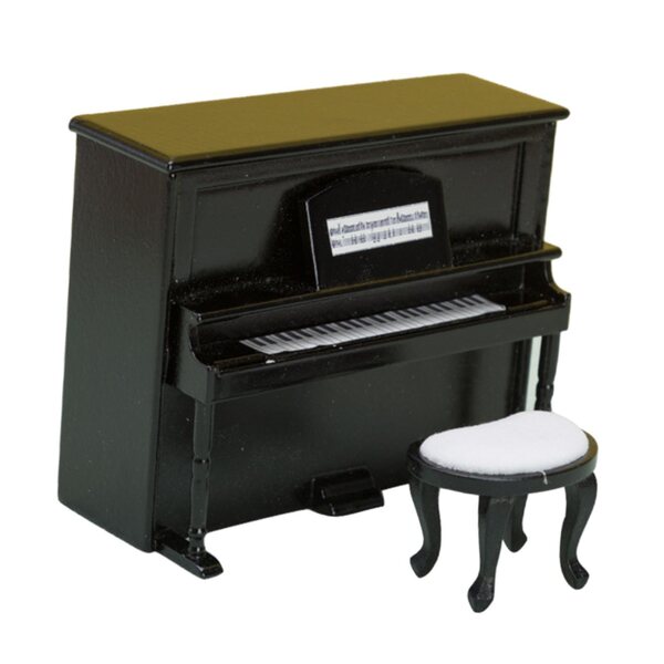 Miniatur-Klavier mit Hocker für Puppenhaus 1:12 Schwarz