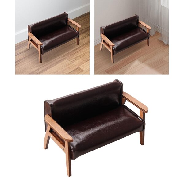 Domek dla lalek Sofa Miniaturowy zestaw sof Fotel Kanapa Poduszka Ciemnobrązowy Big