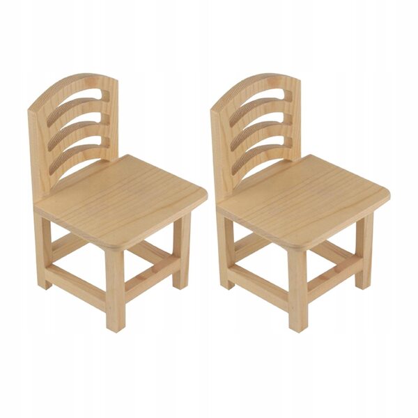 Set 2 Mini Sedie in Legno Grezzo per Casa delle Bambole e Progetti DIY